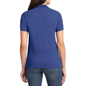 Polo de mujer de manga corta, color sólido, estilo casual, tela Oxford, longitud regular, tejido informal. - Product Image 4