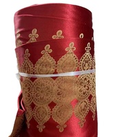 Vente en gros 100% polyester tissu de rideau jacquard rouge européen design lourd respirant avec colorant à motif tissé