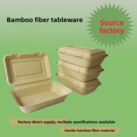 Vaisselle jetable biodégradable en pulpe de bambou, qualité alimentaire, compatible micro-ondes, capacité 900 ml, boîtes à gâteaux, bento, repas, boîtes à emporter