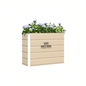 Jardinière carrée moderne en acier Iovy Sual 39,37 x 15,75 x 29,53 po, pot de fleurs de jardin durable avec revêtement en poudre - Product Image 1