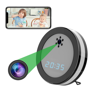 Mini bảng bàn Đồng hồ góc rộng Video <span class=keywords><strong>Camera</strong></span> tầm nhìn ban đêm WIFI không dây đồng hồ điện tử giám sát từ xa DV bé màn hình CMOS - Product Image 1