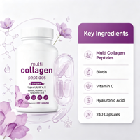 Capsules de collagène multi-peptides pour adultes, biotine, vitamine C, 100 % pur, certifié GMP, gestion énergétique, 240 gélules – Approvisionnement direct usine