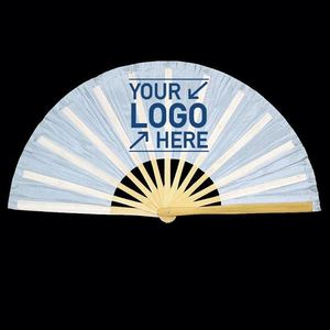Abanico de Mano Tradicional de Bambú Pintado de Alta Calidad y Duradero con Logotipo Personalizado de Dibujos Animados, 13 Pulgadas (33 cm), Grande, para Fiestas - Product Image 2