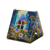 Kit de puzzle 3D en bois personnalisé pour peinture diamant, thème cabane de Noël en forme de maisonnette de pain d'épices, pour artisanat et décoration, vente en gros