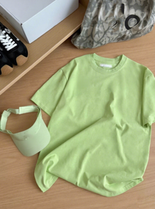 Camiseta Corta de Verano 2026 para Mujer, Holgada, Estilizadora, Cuello Redondo, Color Sólido, con Logotipo, de Algodón - Product Image 6