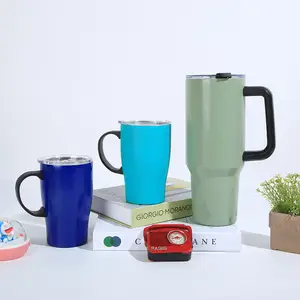 Taza de café de acero inoxidable respetuosa con el medio ambiente con asa, fabricación personalizada de tazas de agua