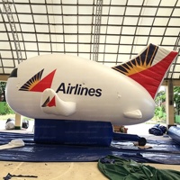 Avion gonflable géant LED de 5 m avec base, logo personnalisé, modèle d'avion, grande montgolfière gonflable avec support pour la publicité aérienne