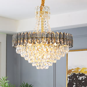 <span class=keywords><strong>Lustre</strong></span> rond moderne en cristal, vente chaude, décoration de salle à manger, luminaire suspendu, cristal gris fumé - Product Image 3