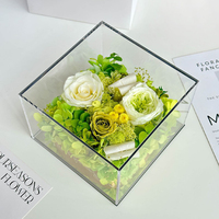 Vente flash - Cadeau pour la fête des mères - Boîte à fleurs en acrylique transparente - Roses éternelles préservées dans des boîtes en acrylique - Fleurs décoratives
