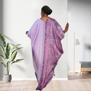 Vestidos de Moda para Mujer con Mangas Murciélago, Tela de Seda Sintética, Pedrería y Estampado en Caliente - Product Image 3