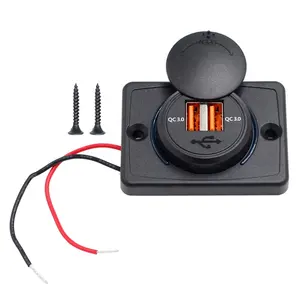 Chargeur USB pour bus à montage sur panneau 12V/24V avec double port de charge, 3.0A, massage magnétique sans fil, type allume-cigare - Product Image 1
