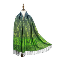 Écharpe longue jacquard haut de gamme pour femme en viscose, motif dégradé, avec pompons, idéale pour l'été et la climatisation