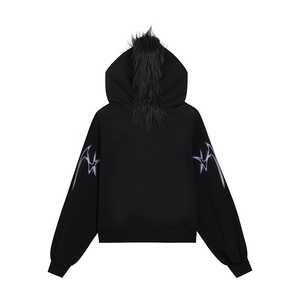 Felpa con Cappuccio Punk <span class=keywords><strong>Mohican</strong></span> Y2K Hip Hop Streetwear per Uomo - 100% Cotone Vestibilità Ampia Primavera Logo Personalizzato Stampato - Product Image 2