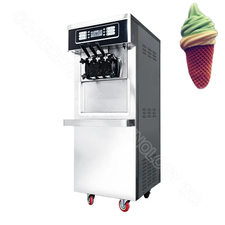 인스턴트 아이스크림 기계 25l/h 순대 콘 스테인레스 스틸 소프트 아이스크림 메이커 Led 패널