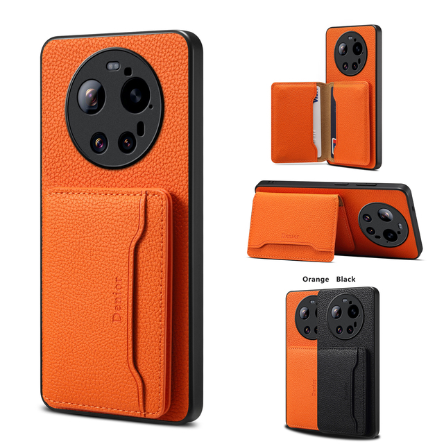 Denior PU Litchi Grain Magnetic Wallet Case for Xiaomi 17/15/14 & Redmi K60 Series, Wireless Charging, Kickstand Card Holder