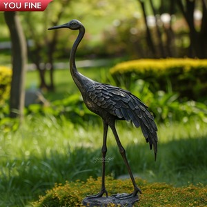 Décor de jardin extérieur Statue de <span class=keywords><strong>grue</strong></span> à héron de style moderne Oiseaux Animaux en métal - Product Image 1