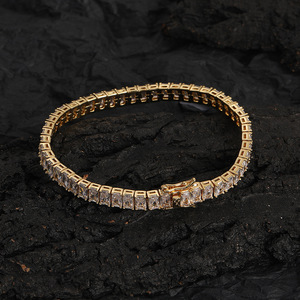 5MM Rectangular Zircon Single-row Chain, Tennis <b>Bracelet</b>, Hip-hop Hipster Jewelry Men Tanjing Fashion Lijing Necklace - Product Image 1