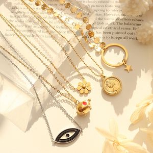 Collar <span class=keywords><strong>con</strong></span> Colgante Geométrico de Flor de Cerdito, Material de Acero de Titanio Chapado en Oro, Fabricante de Joyería - Estilo de Entrega por Pieza - Product Image 4