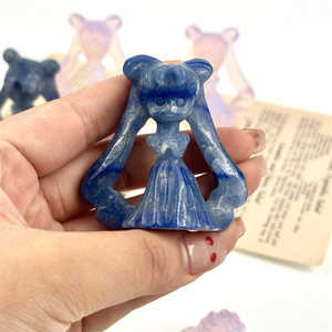 Piccolo cartone animato carino intaglio <span class=keywords><strong>di</strong></span> cristallo artigianato <span class=keywords><strong>rosa</strong></span> opale blu avventurina marinaio <span class=keywords><strong>luna</strong></span> <span class=keywords><strong>pietra</strong></span> per la decorazione - Product Image 4
