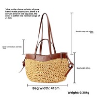 Nouveau sac fourre-tout à bandoulière tressé à la main grande capacité, style rétro européen et américain, idéal pour les sorties décontractées et les escapades en bord de mer