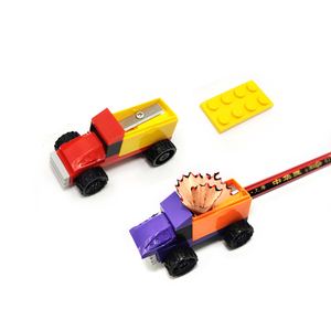 Coupe-crayon en forme de camion, pour enfants, papeterie scolaire, bricolage, jeu de blocs de construction éducatifs, taille-crayon - Product Image 6
