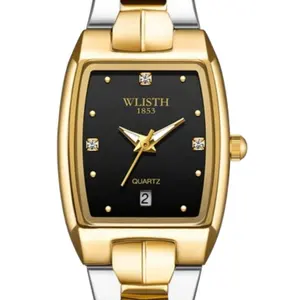 도매 최고 브랜드 빛나는 유행 비즈니스 스틸 스트립 빛나는 여성용 시계 커플 남성용 시계 스퀘어 쿼츠 시계