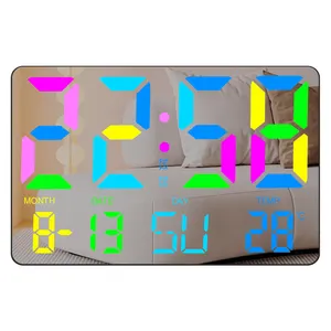 11 Inch LED RGB Color Large Font Display With Remote Control Night Vision Wall Clock For Living Room Decorative