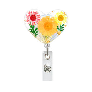 Bobine d'insigne d'identification en plastique de fleur de feuille séchée médicale personnalisée pressée porte-badge en résine florale cadeau d'insigne de travail pour accessoires d'infirmière - Product Image 3