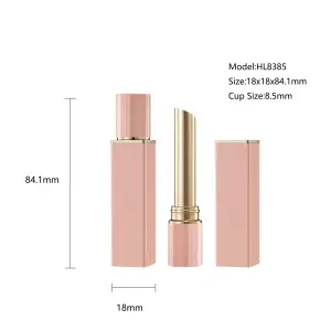 HUIHO Hot Square Pink Gold Empty Metal Tube Lipstick Tube Cosmetics Lip Balm Tube Aluminum Lipstick Container