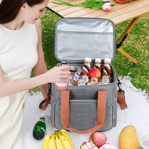 Polyester Cross-border <strong>Insulated</strong> Square Large-Capacity Lunch <strong>Bag</strong> with Zipper Closure for Outdoor Fresh-Keeping Cold Ice Storage - Product Image 2