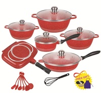Ensemble de 23 pièces de batterie de cuisine antiadhésive en granit pour induction, comprenant casseroles et poêles
