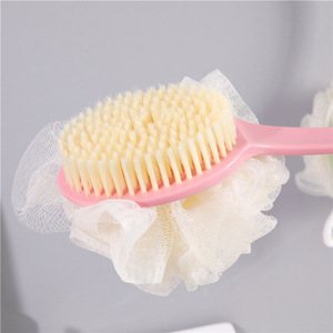 Double-sided, long-handled, soft-bristled bath brush for exfoliation, back <b>scrubbing</b>, <b>body</b> massage, and skin cleansing a - Product Image 4