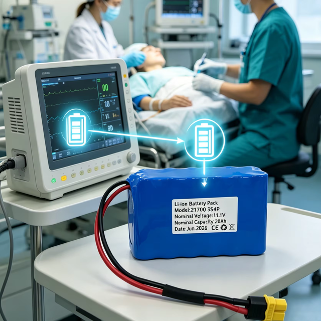 3S4P 11.1V 20Ah 18650 Li-ion Battery Pack for Medical Device Portable Power Station Grade a Cells, Built-in BMS, OEM Custom