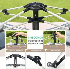 Tente de camping automatique pliable pour grande famille, imperméable et coupe-vent, pour la randonnée en plein air, en Oxford 210D - Product Image 4