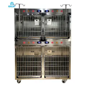 OSCAT alta calidad 304 Acero inoxidable veterinario médico perro oxígeno jaula cuadrado UCI cámara para clínica de mascotas