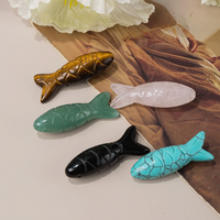 Multi Pierres Cristal Poisson Fengshui Statue Figurine Reiki Animal Pocket Stone Sculpture Collectible Home Office Desktop Decor