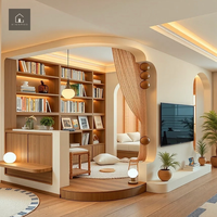 XINGRUO Meuble TV sur mesure en bois grainé avec étagères de salon, armoire de rangement personnalisée pour appartement, hôtel, villa