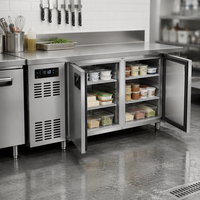 Table de préparation réfrigérée professionnelle en acier inoxydable, sans givre, à commande numérique, pour restaurant, hôtel, traiteur CB