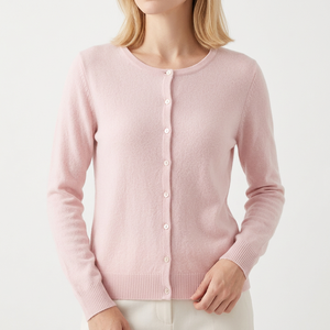 Cardigan personnalisé pour femme, manches longues, col rond, boutons sur le devant, élégant, automne-hiver, 100% cachemire, tricoté - Product Image 3