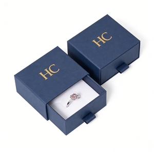 กล่องใส่แหวนแบบมินิมอล ดีไซน์เรียบหรู กล่องของขวัญเครื่องประดับแบบลิ้นชักแข็งแรง พร้อมแผ่น EVA  โลโก้แบบนูนต่ำตามสั่ง  ผู้ผลิตบรรจุภัณฑ์เครื่องประดับแบบ OEM - Product Image 1