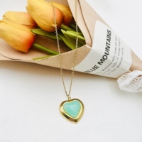 Collier en acier inoxydable HC Romantic avec pendentif cœur rose, collier simple de haute qualité pour femme