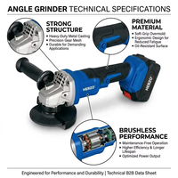 Meuleuse d'angle sans fil HERZO 125 mm 900 W avec moteur sans balais et vitesse à vide de 9000 tr/min pour la découpe et le polissage