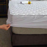 Drap-housse de lit d'hôtel blanc imperméable en coton et polyester, style simple, pour lits Queen et simples, vente en gros sur mesure