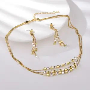 Professional Supplier 2022 Brands Signature Simple High-Grade Gold Plated Necklace Earrings Bracelet Fine Jewelry Set