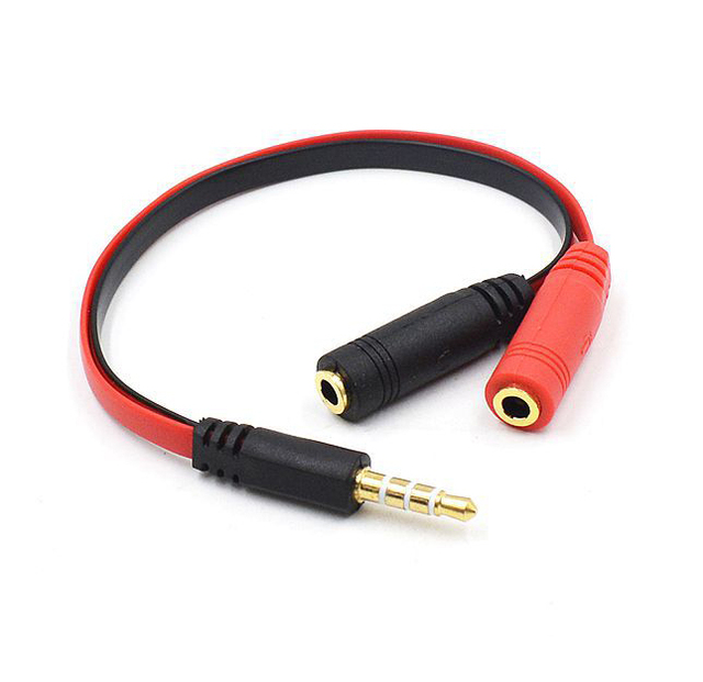 4 Pole 3.5mm Male to 2 Female Stereo Audio Headset Earphone Splitter Adapter Cable