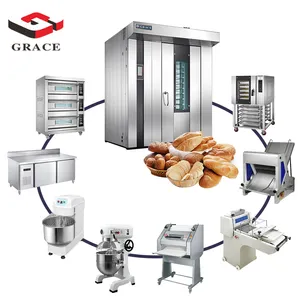 Komplette GRACE gewerbliche Bäckerei-Croissant-Maschine 32 Platten elektrische Gas-Rotationsmaschine Industrie Brotmaschine Backzubehör