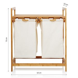 <span class=keywords><strong>Cesto</strong></span> de <span class=keywords><strong>Ropa</strong></span> <span class=keywords><strong>Doble</strong></span> de Bambú con Dos Secciones y Estante - Product Image 4