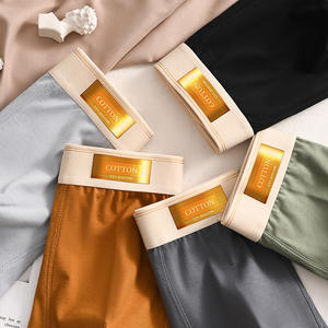 Caleçons Boxers Mi-Hauteur en Coton Respirants pour Hommes avec Logo – Couleur Unie, <span class=keywords><strong>Sous</strong></span>-Vêtements Sport Simples - Product Image 4