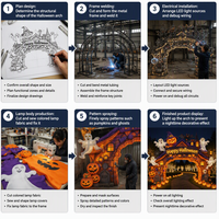 Arche géante d'Halloween pour l'extérieur, lanterne de festival avec citrouille et fantôme pour décorations d'entrée de parc à thème