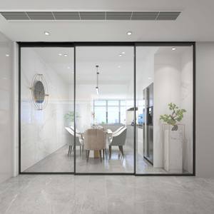 Curseurs en verre à triple liaison de conception moderne HBD pour une utilisation optimale de l'espace <span class=keywords><strong>Porte</strong></span> intérieure à <span class=keywords><strong>action</strong></span> synchronisée pour hôtels - Product Image 4